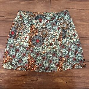 Athleta Athletic Mini Skort Size 4 Green Orange Blue Boho Medallian Golf Tennis